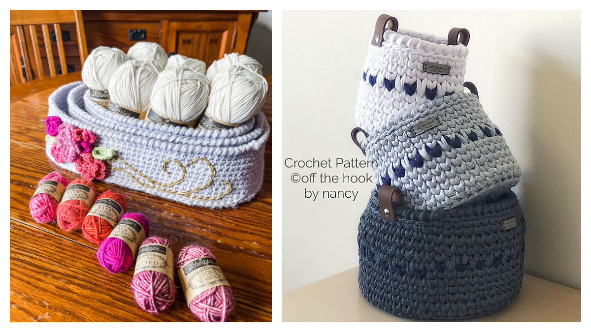 Celtic Weave Nesting Baskets Crochet Pattern - MJ's off the Hook Designs