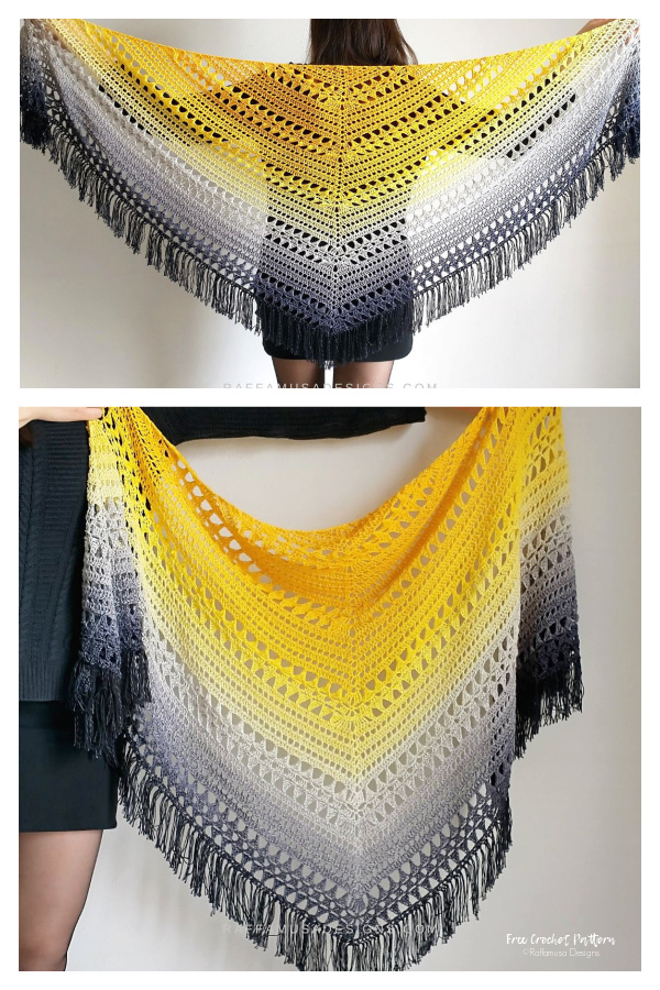 Triangles Cones Shawl Free Crochet Pattern