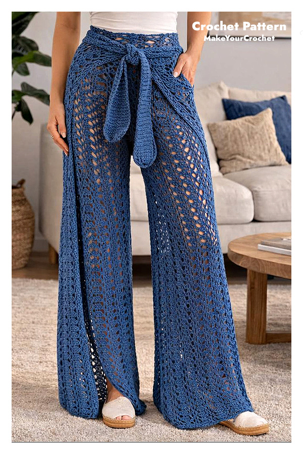 Women's Long BOHO Mesh Wrap Pants Crochet Patterns