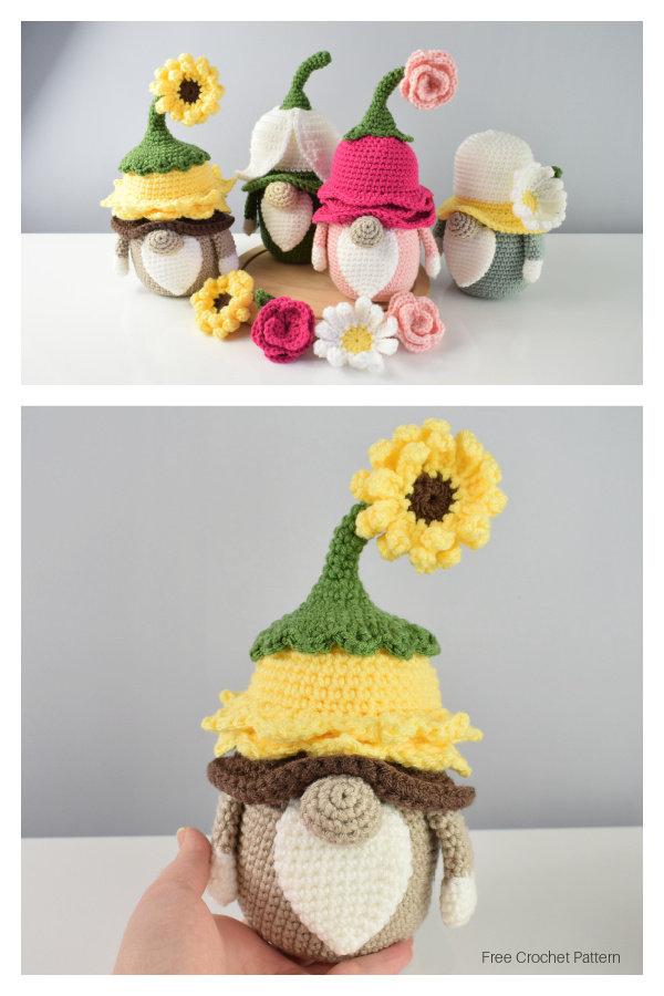 Amigurumi Sunflower Flower Gnome Free Crochet Patterns