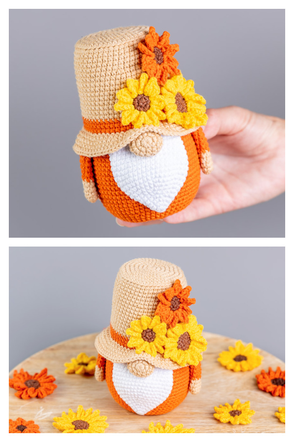 Amigurumi Gnome with Sunflowers Crochet Patterns