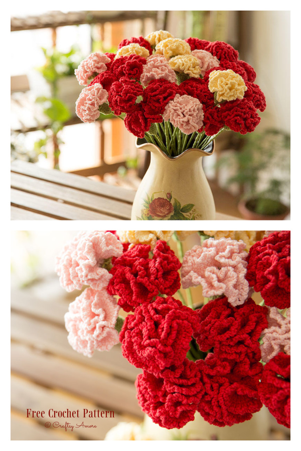 Carnation Flower Bouquet Free Crochet Patterns