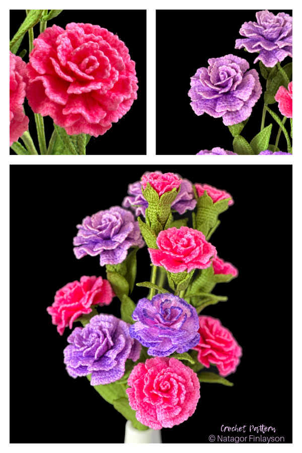 Small Carnation Flower Crochet Patterns