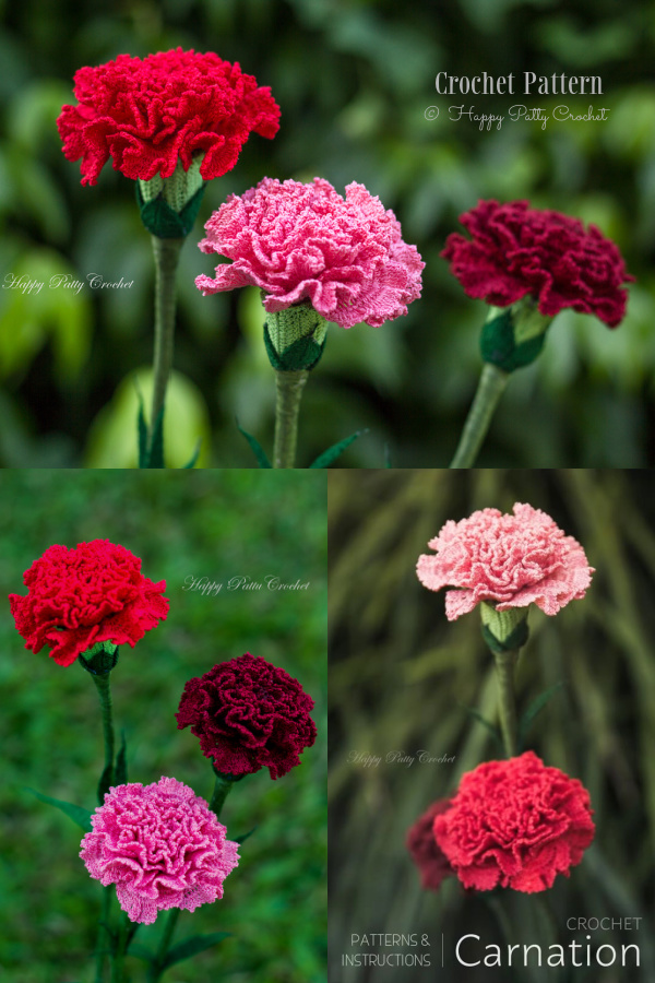 Carnation Flower Crochet Patterns