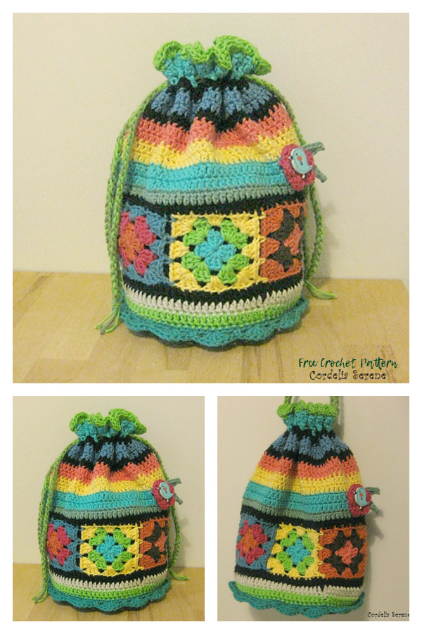 Granny Square Dilly Bag Free Crochet Pattern