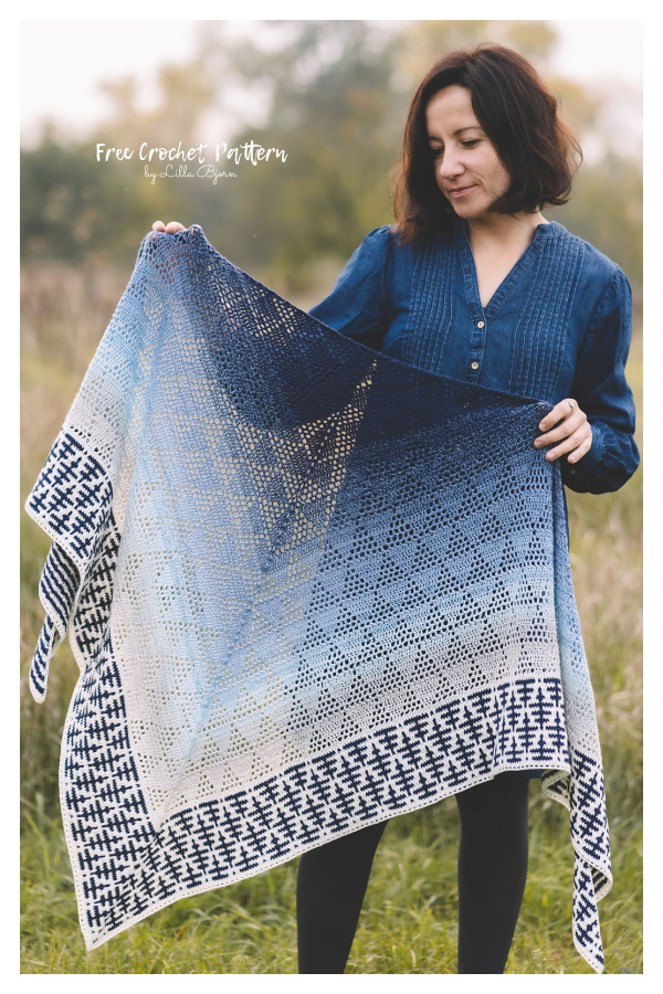 Lace Everblue Shawl Free Crochet Pattern