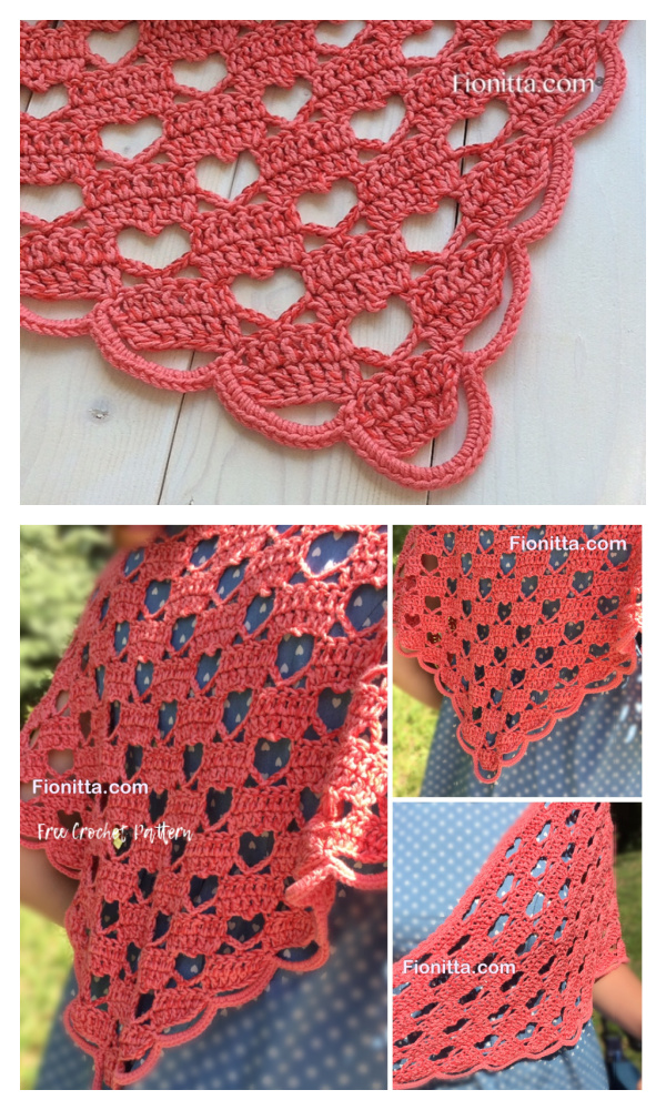 Lacy Heart Shawl Free Crochet Pattern
