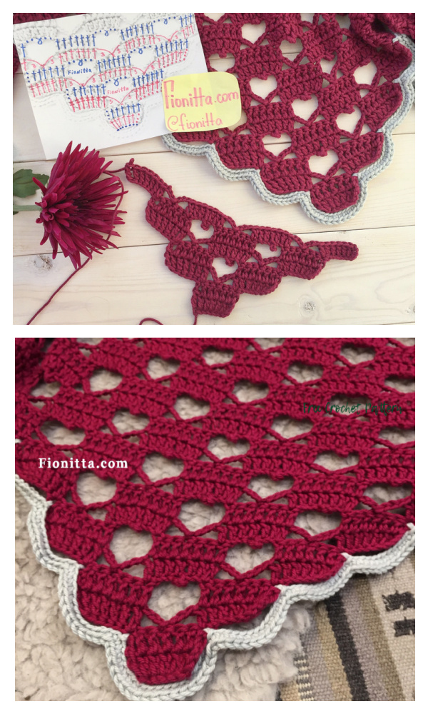 Lacy Heart Shawl Free Crochet Pattern