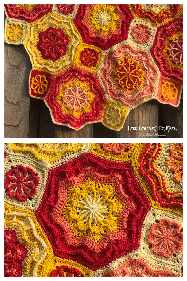 Mandala Tiles Block Blanket Free Crochet Pattern