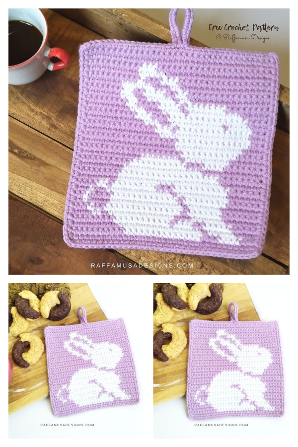 Tapestry Easter Bunny Rabbit Potholders Free Crochet Pattern