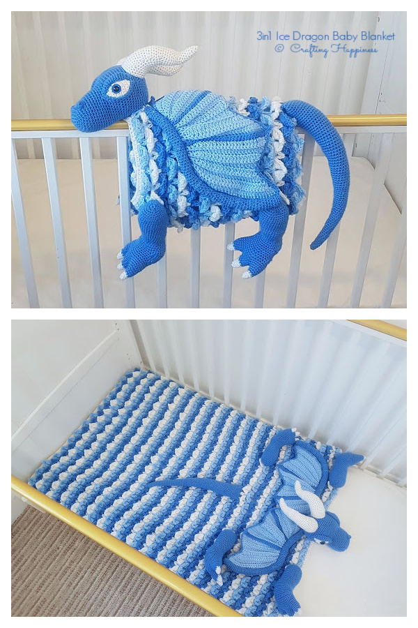 3in1 Ice Dragon Baby Blanket Crochet Pattern