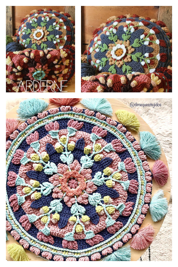 Arderne Mandala Pillow Cover Free Crochet Pattern 