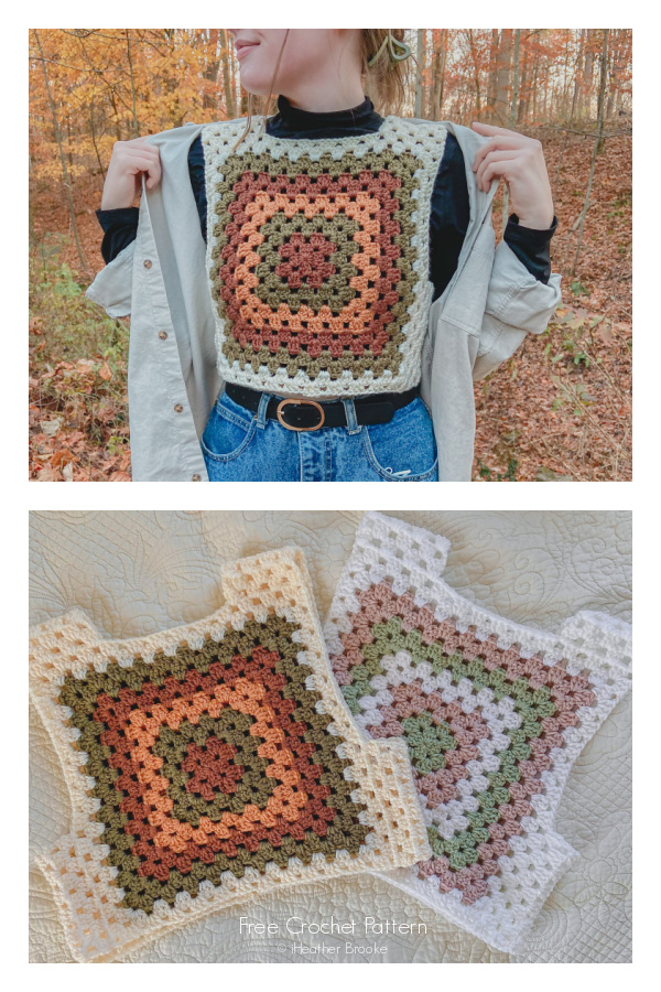 EASY 70’s Crochet Granny Square Vest Free Crochet Pattern