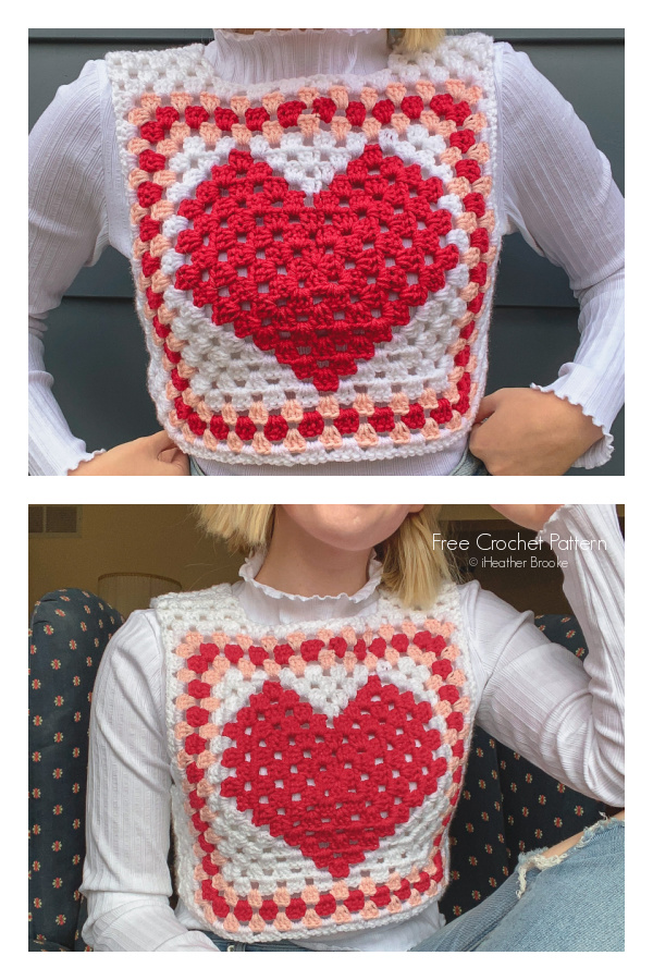 Valentine Granny Square Top Free Crochet Pattern