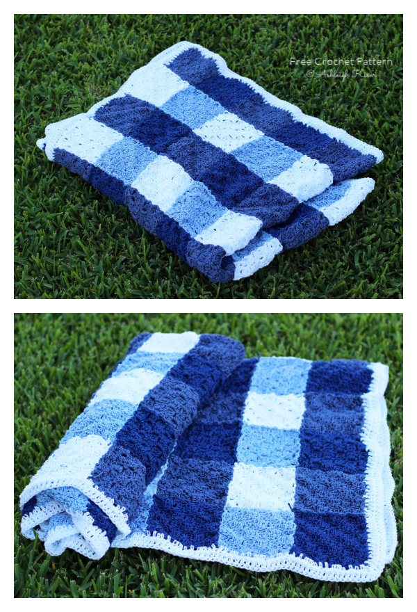 C2C Gingham Picnic Blanket Free Crochet Pattern