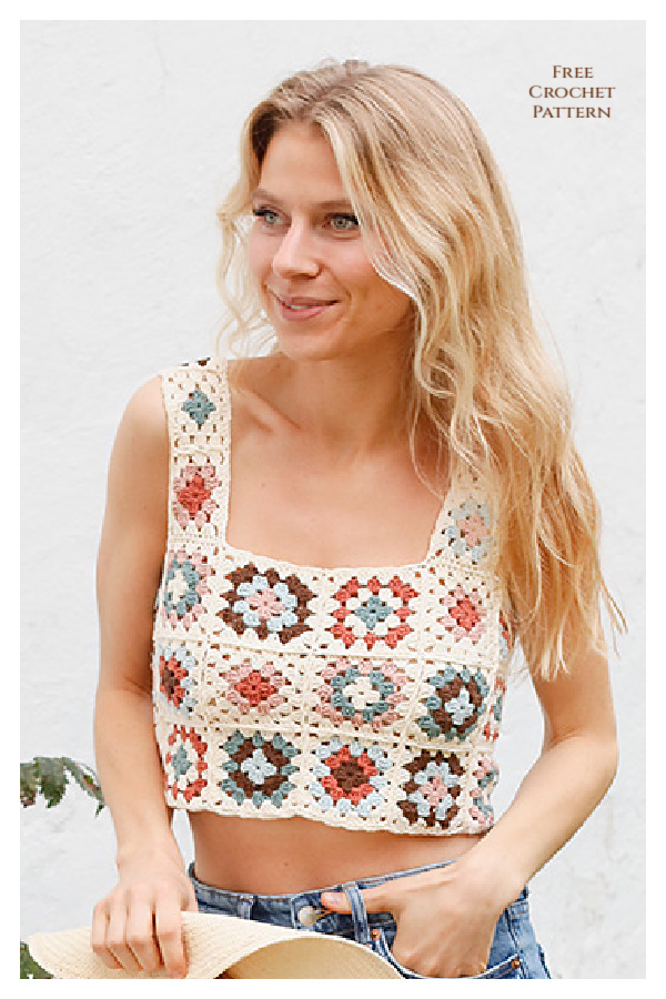 Woodstock Weekend Granny Square Summer Top Free Crochet Pattern 