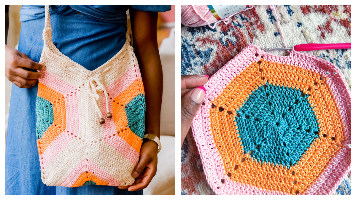 Tobago Bag, an easy crochet summer bag pattern made from hexagons - TL Yarn  Crafts