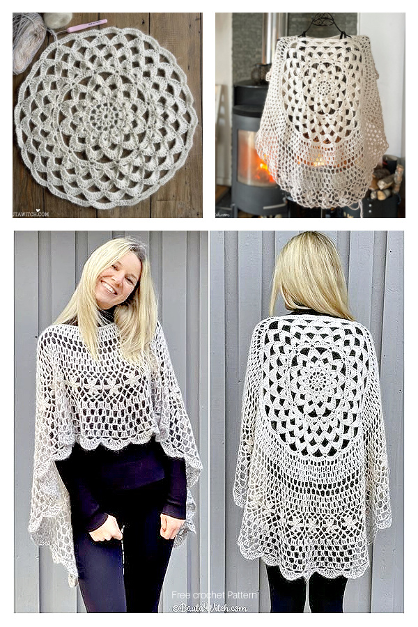 Romantic Asymmetrical Poncho Free Crochet Pattern