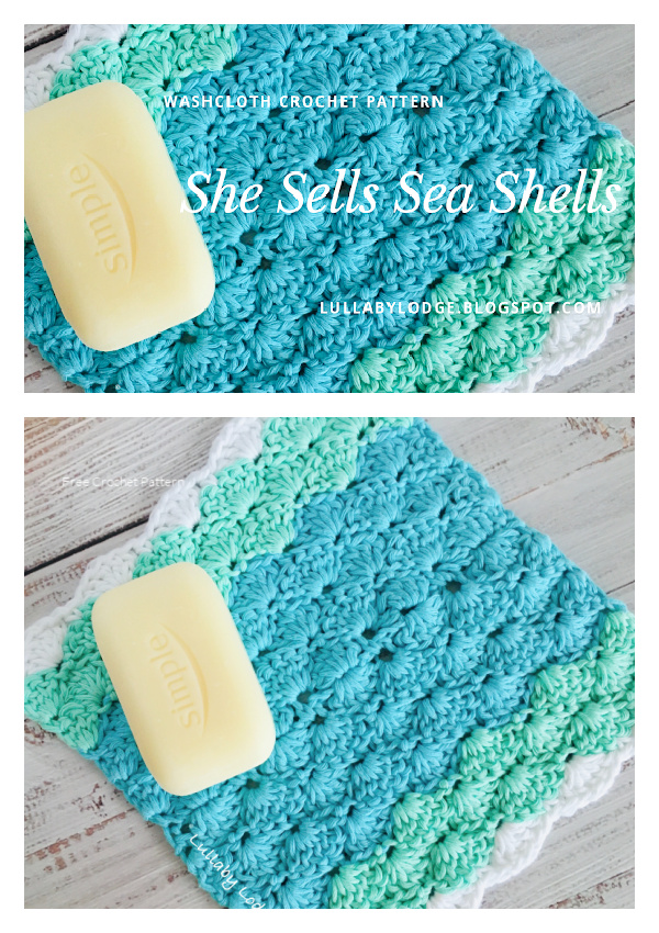 She Sells Sea Shells Washcloth Free Crochet Pattern