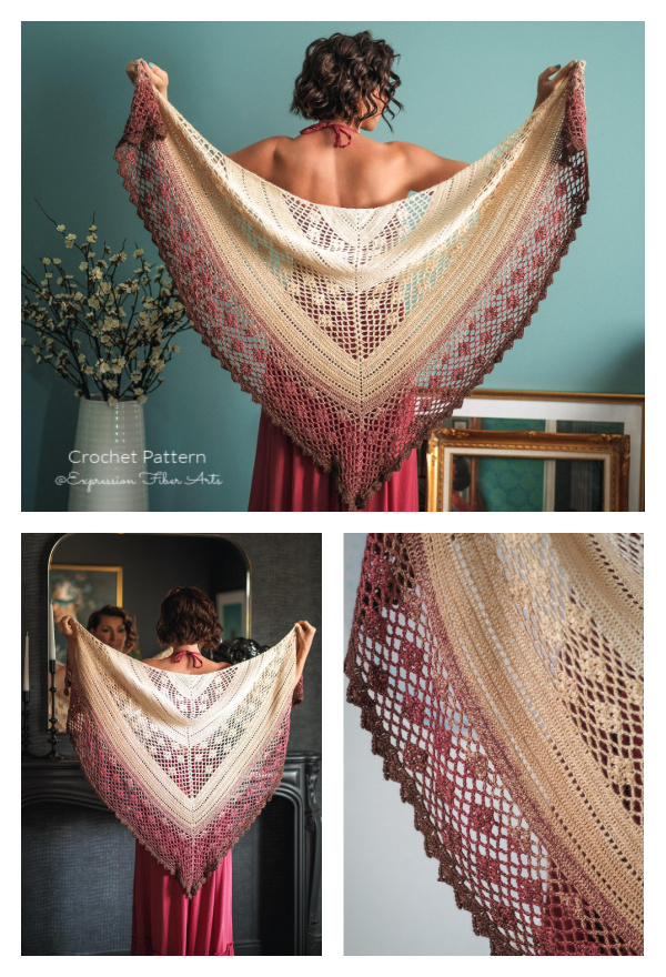 Sunset Diamonds Lace Shawl Free Crochet Pattern for Limited Time
