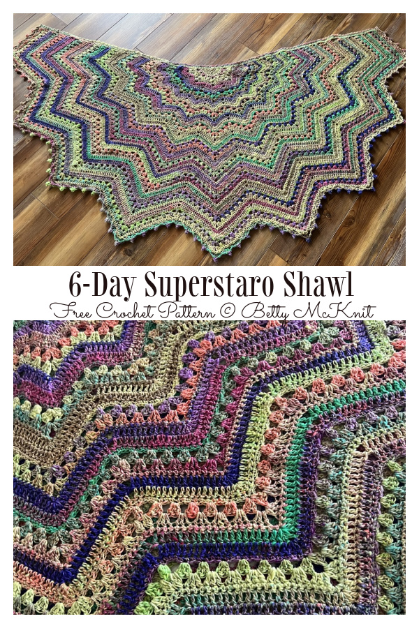 6-Day Superstaro Shawl Free Crochet Patterns