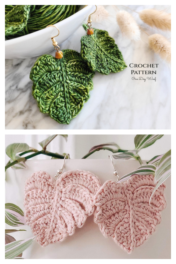 Flirty Foliage Monstera Earring Crochet Pattern 