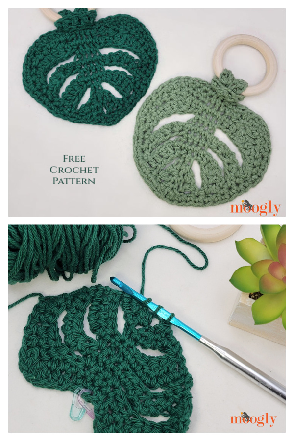 Little Monstera Teething Ring Free Crochet Pattern