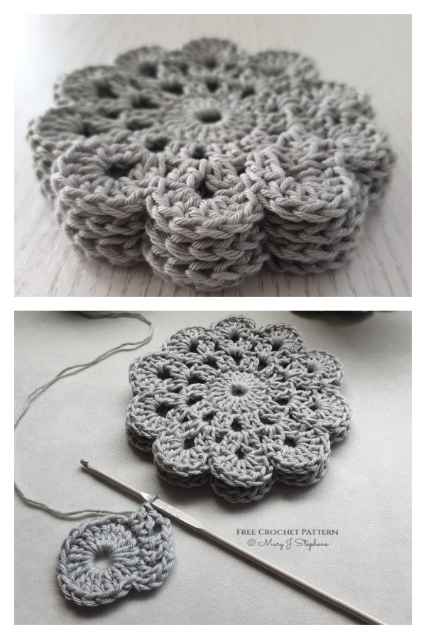Pretty Flower Coaster Free Crochet Patterns