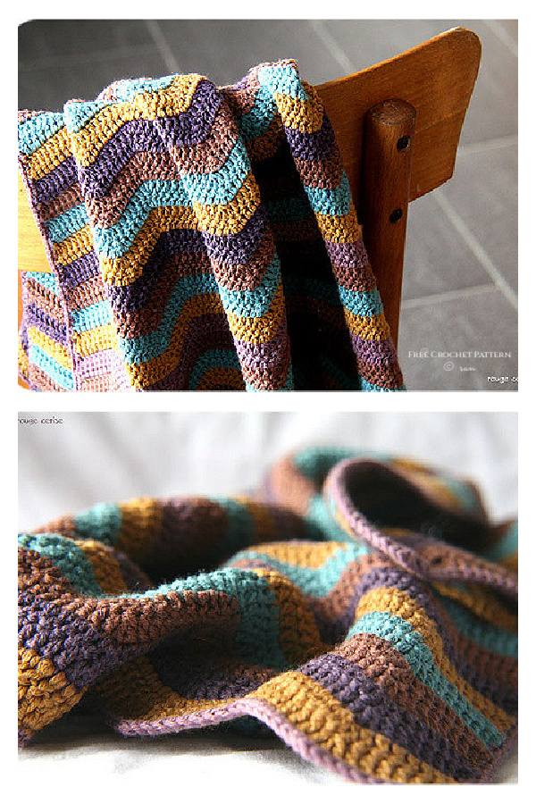 Easy Ripple Afghan Blanket Free Crochet Pattern