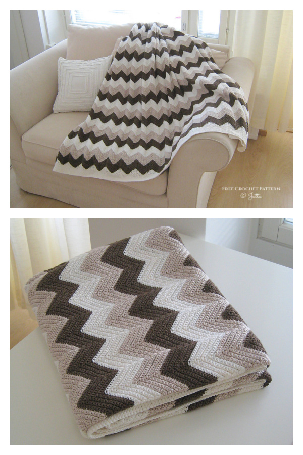 Easy Ripple Afghan Blanket Free Crochet Pattern