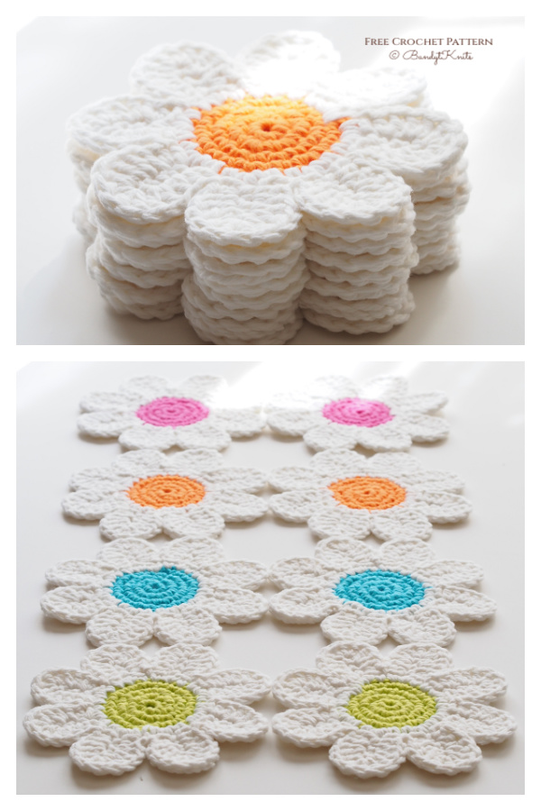 Daisy Flower Coaster Free Crochet Pattern