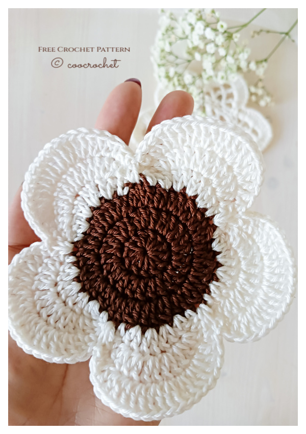5 Petals Flower Power Coaster Free Crochet Pattern