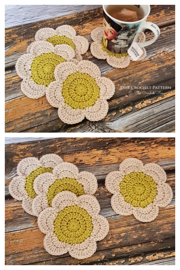 6 Petals Flower Power Coaster Free Crochet Pattern