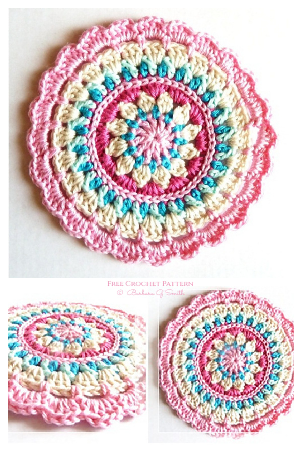 Little Spring Mandala Coaster Free Crochet Pattern