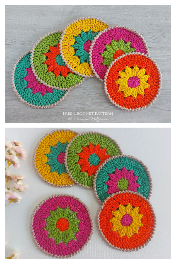 Fun Flower Coaster Free Crochet Pattern