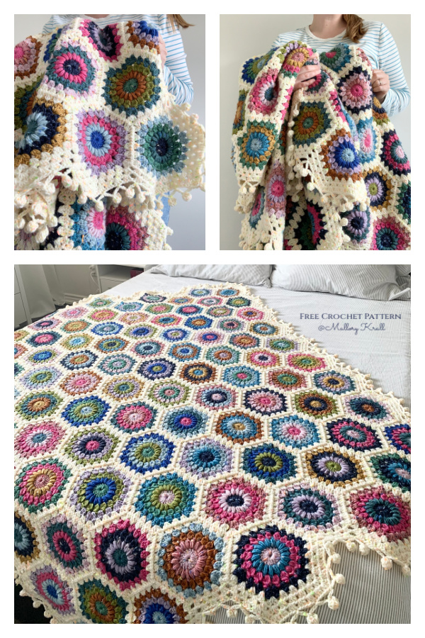 Hygge Burst Hexie Blanket Free Crochet Pattern