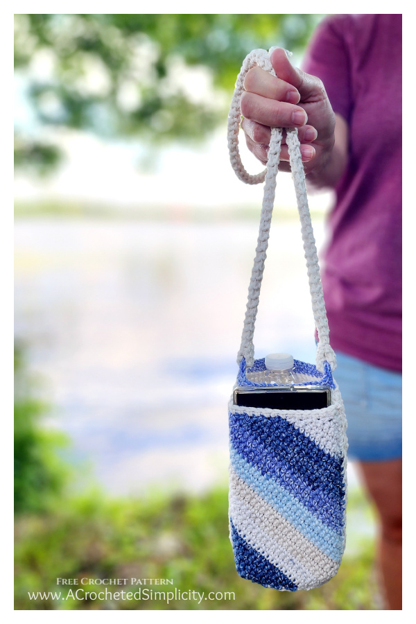 Water Bottle Holder with Phone Pocket Free Crochet Pattern