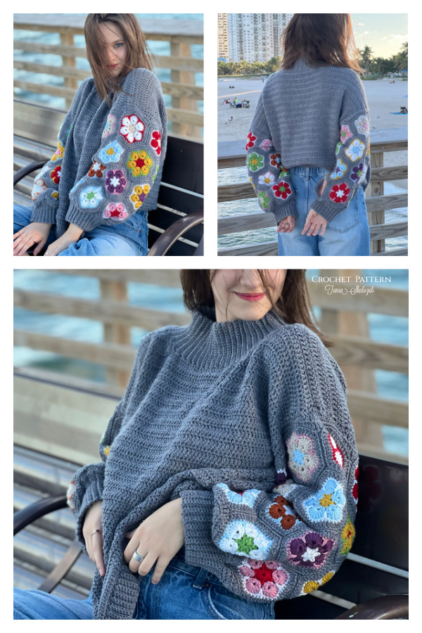 African Flower Sweater Crochet Pattern
