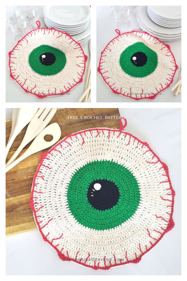 Halloween Eyeball Dishcloth Free Crochet Pattern
