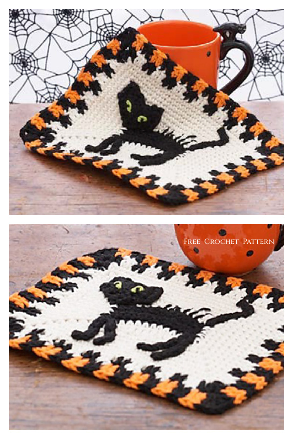 Scaredy Cat Dishcloth Free Crochet Pattern