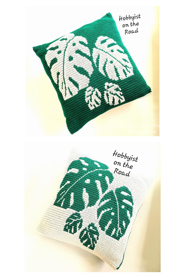 Monstera Leaves Cushion Cover Crochet Pattern