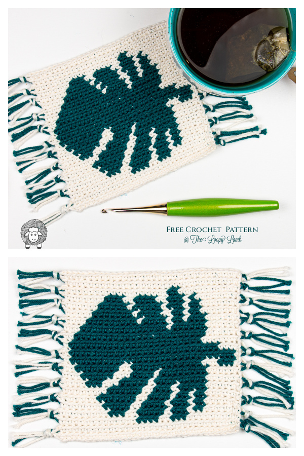 Monstera Leaf Mug Rug Free Crochet Pattern