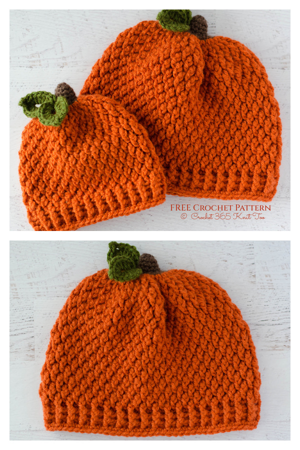 Pumpkin Hats for the Family Free Crochet Patterns