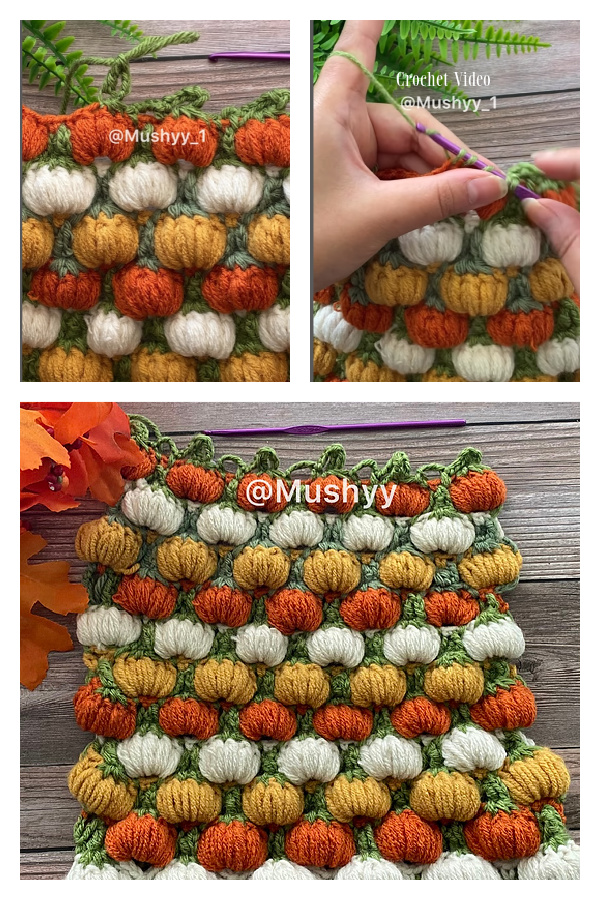 3D Puff Pumpkin Patch Stitch Blanket Free Crochet Pattern Video Tutorial