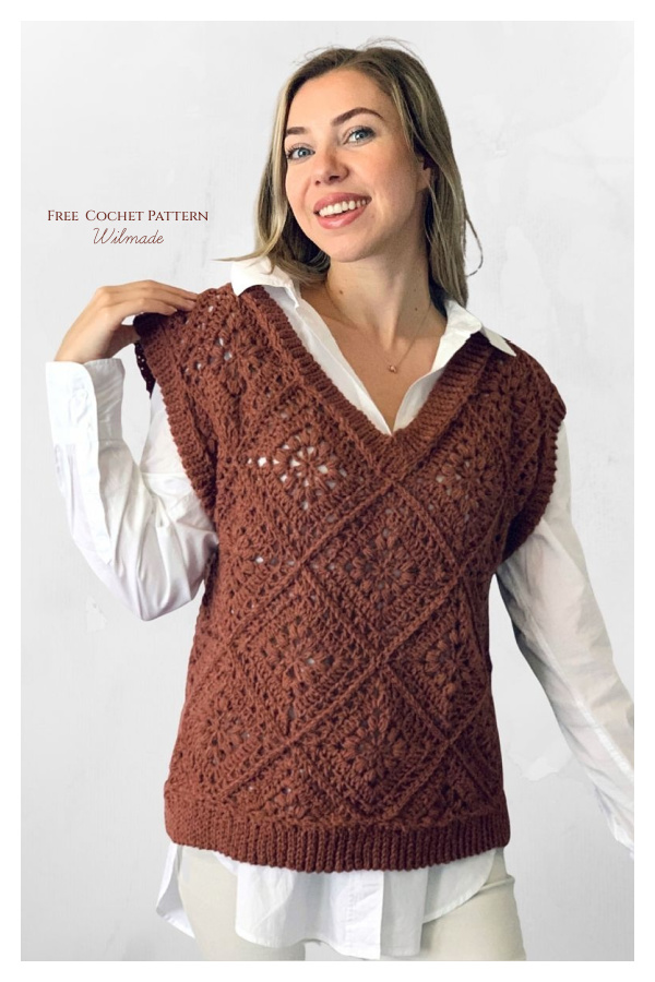 Tulip Square Spencer Granny Square Vest Free Crochet Pattern