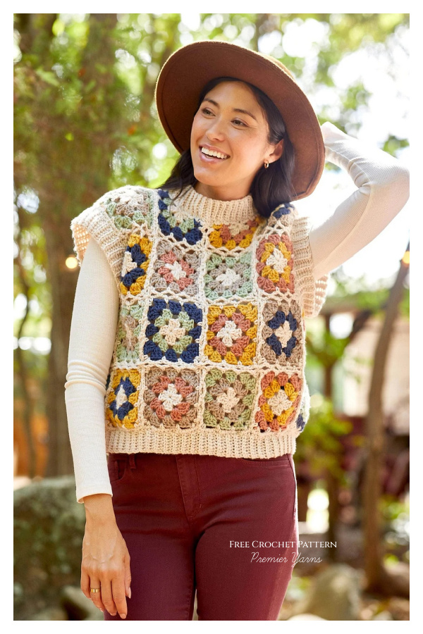 Granny Square Vest Free Crochet Pattern