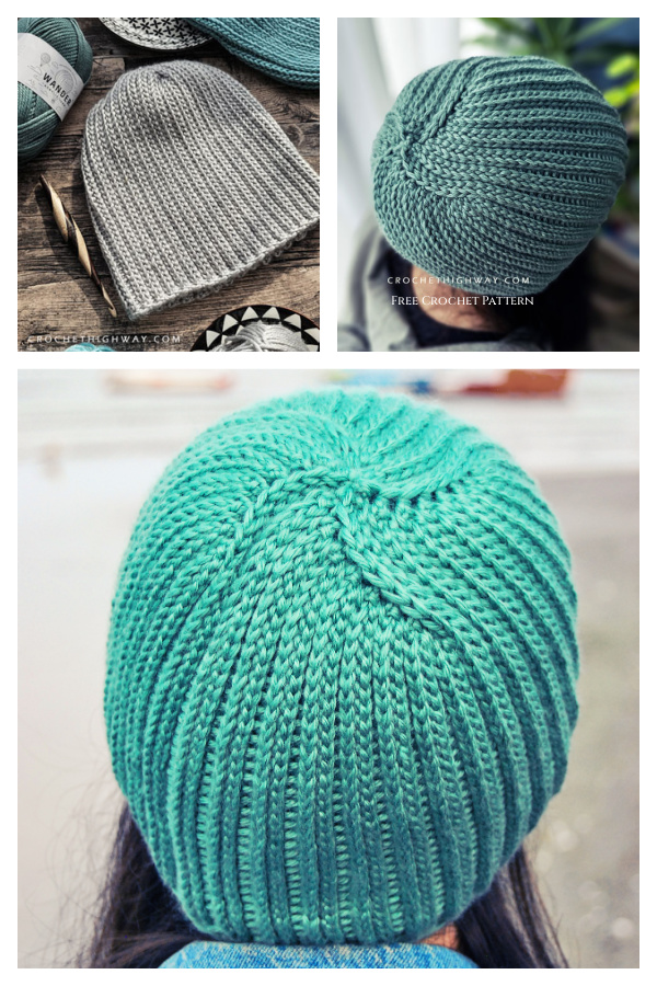 Faux Knit 2x2 Crochet Hat Free Crochet Pattern