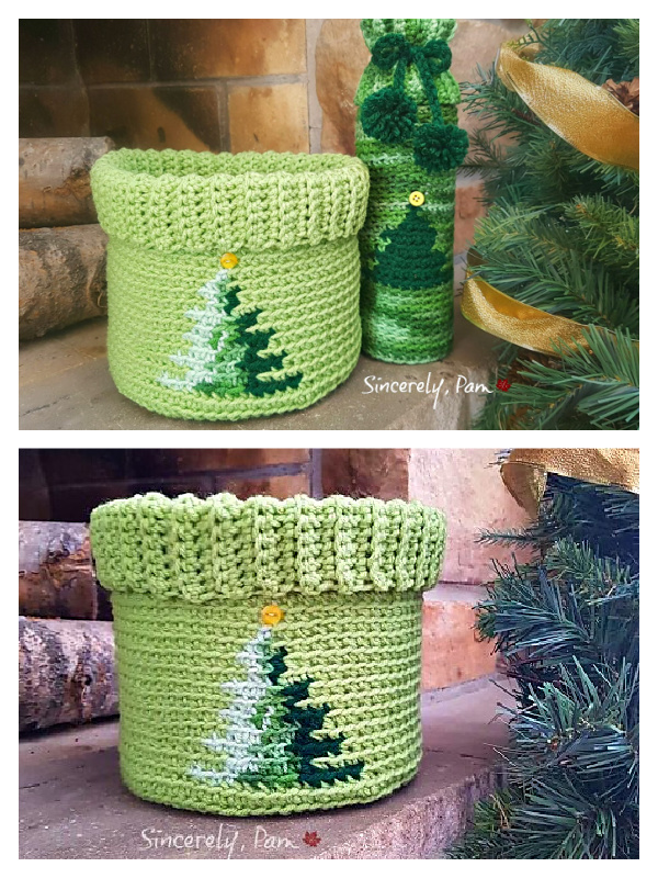 Christmas Tree Graph Basket Free Crochet Pattern