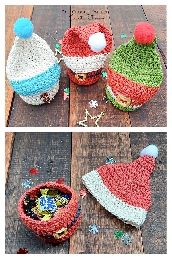 Christmas Mini Gift Baskets Free Crochet Pattern