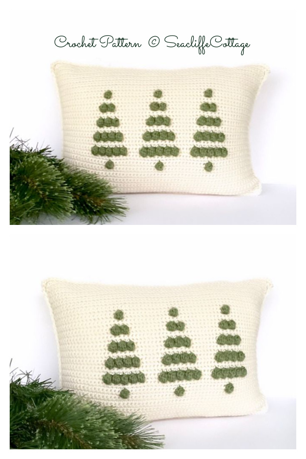 Christmas Pine Tree Pillow Crochet Pattern
